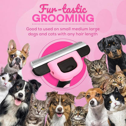 Sinko Deshedding Tool for Dogs & Cats, Pet Grooming Brush, Skin Friendly Deshedding Tool, Dog Brush for Shedding, Effectively Reduces Shedding by up to 95% for Short Medium Long Pet Hair (Pink)