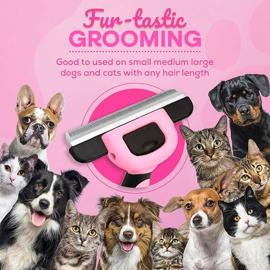 Sinko Deshedding Tool for Dogs & Cats, Pet Grooming Brush, Skin Friendly Deshedding Tool, Dog Brush for Shedding, Effectively Reduces Shedding by up to 95% for Short Medium Long Pet Hair (Pink)