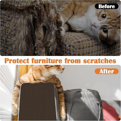Cat Scratch Furniture Protector - 118" x 15.8" Trimmable Self-Adhesive Cats Claws Scratch Pads, DIY Cat Climbing Couch Protector for Scratch Post Cat Tree Replacement Indoor (Brown)