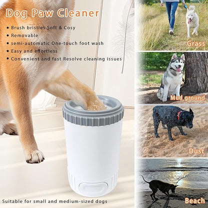 Dog Paw Cleaner with Absorbent Towel, Dog Paw Washer, Muddy Paw Cleaner, Dog Foot Cleaner, Plunger Style Dog Paw Washer, Paw Cleaner for Dogs, Suitable for Small Breed & Medium Breed Dogs