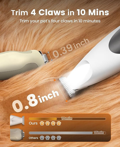 oneisall Low-Noise Dog Paw Trimmer with LED Light, Paw Trimmer for Dogs &Cats 0.8inch/20mm Wide Blade, 35dB Cordless Electric Pet Paw Grooming Clippers for Paws, Ears, Face, Rump