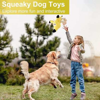 Squeaky Plush Dog Toys - Rope-Designed Interactive Dog Chew Toy for Large Dogs, Puppy Toys for Tug of War, Durable Pet Toys for Dogs