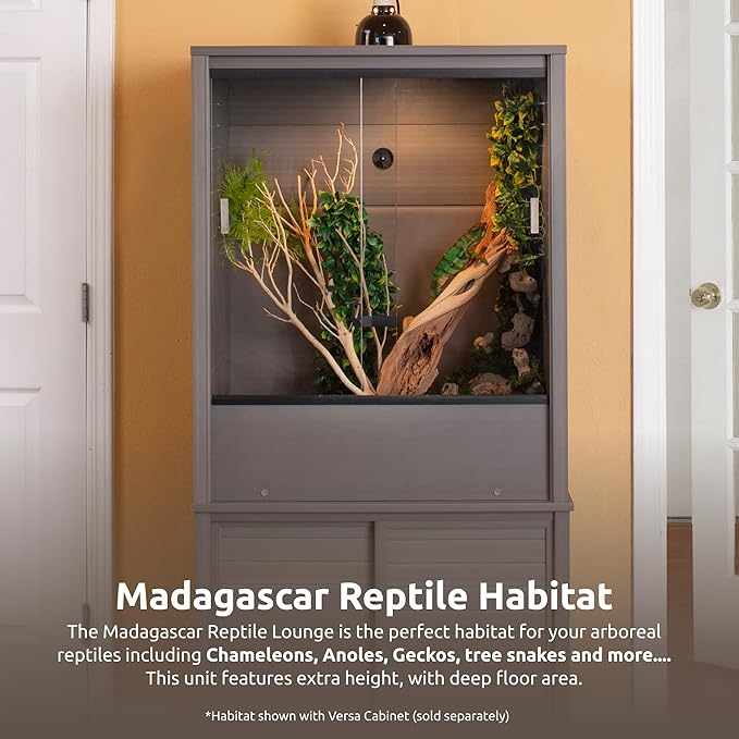 New Age Pet® Madagascar Vertical Reptile Lounge Habitat, (30" L x 24" W x 36" H) Arboreal Chameleon Cage Made with ECOFLEX®, Non-Toxic & Eco-Friendly Materials, Quick & Easy Assembly