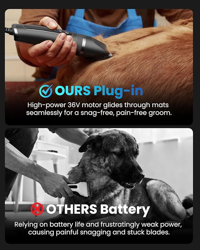 Dog Clippers for Grooming Thick Hair, 36V Electric Corded Dog Grooming Kit, 10ft 3-Speed Sheep Shears, Heavy Duty Pet Hair Trimmer with Storage Case for All Coats & Breeds