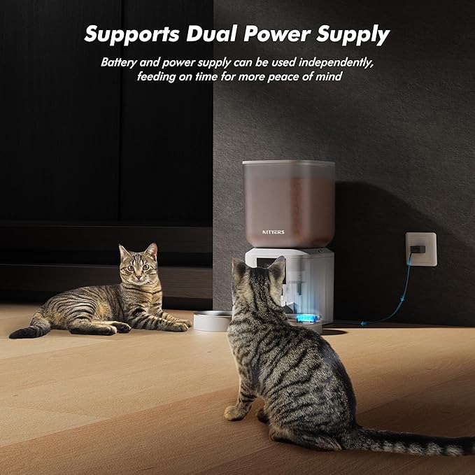 Automatic Cat Feeder for 2 Cats - 8L/34 Cups Large Capacity Auto Food Dispenser with LCD Screen, 2 Food Trays, Timed Cat Feeder, Up to 50 Portions 6 Meals Per Day, Keep Fresh