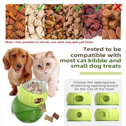 KADTC Wobble Cat Treat Dispenser Toy U.S. Brand & Design for Indoor Cats Enrichment Ball Kitten Kibble Dispensing Food Balls Slow Feeder Toys Kitty Interactive Stimulating Toys