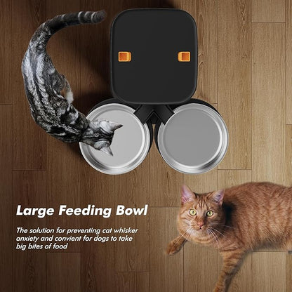 Automatic Cat Feeder for 2 Cats - 8L/34 Cups Large Capacity Auto Cat Food Dispenser with LCD Screen, 2 Food Trays, Timed Feeder, Up to 50 Portions 6 Meals Per Day, Keep Fresh