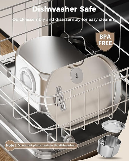 Cat Water Fountain Stainless Steel: 74oz/2.2L Cat Fountain for Drinking- Pet Water Fountain Inside - Automatic Dog Watering Dispenser Bowl - Pet Feeding & Watering Supplies (4 Filters)