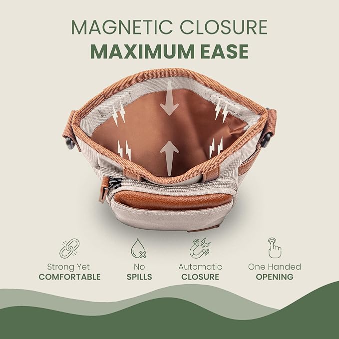 BEAU&FUR Large Dog Treat Pouch with Clicker for Training – 4 Cup Capacity, Built-In Poop Bag Dispenser, Expandable Pocket, Metal Buckle, Large Back Pocket, Ideal Design for Walks and Training – Cream