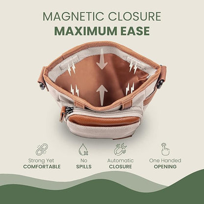 BEAU&FUR Large Dog Treat Pouch with Clicker for Training – 4 Cup Capacity, Built-In Poop Bag Dispenser, Expandable Pocket, Metal Buckle, Large Back Pocket, Ideal Design for Walks and Training – Cream