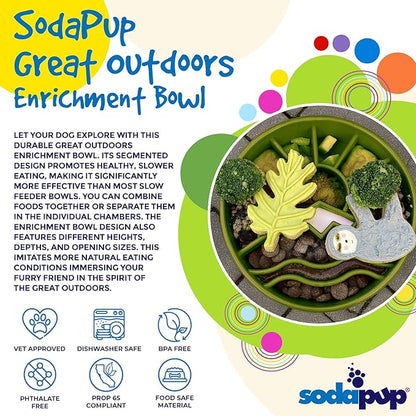 SodaPup Great Outdoors Enrichment Bowl – Durable Slow Feeder Bowl Made in USA from Non-Toxic, Pet-Safe, Food Safe Material for Mental Stimulation, Slowing Down Eating, Healthy Digestion, & More