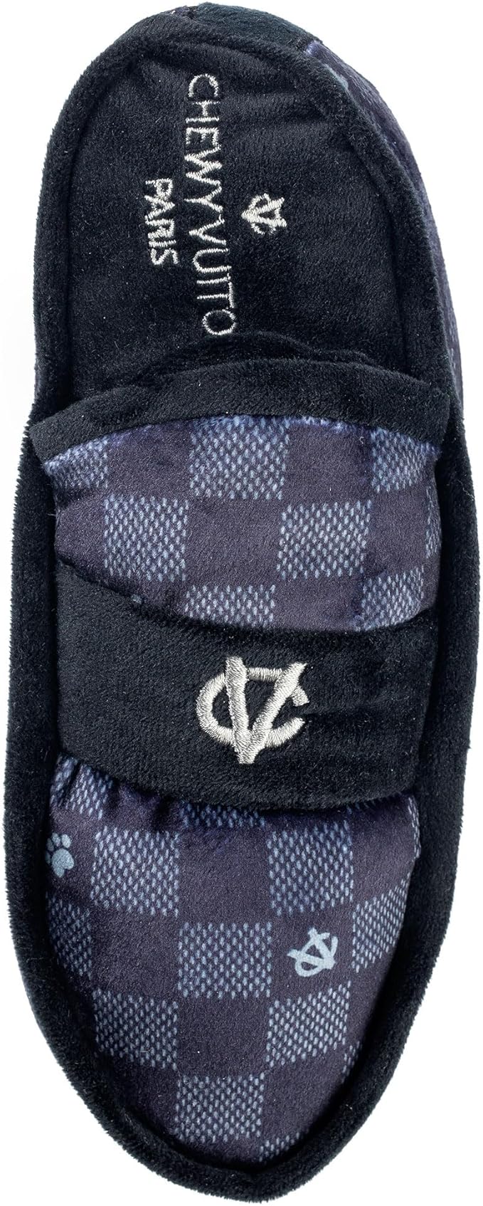 Haute Diggity Dog Black Checker Chewy Vuiton Loafer, Plush Designer Dog Toys with Interactive Squeaker, Stimulating Pet Enrichment, Machine-Washable & Safe Materials for All Breeds, One Size