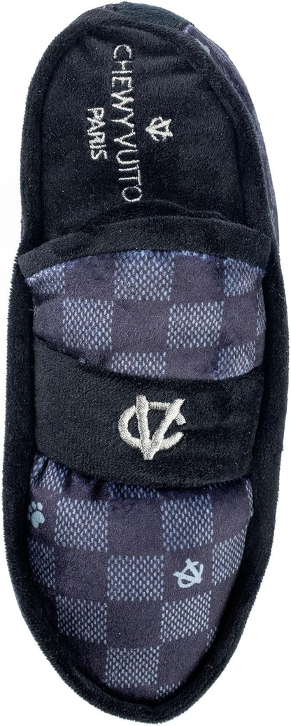 Haute Diggity Dog Black Checker Chewy Vuiton Loafer, Plush Designer Dog Toys with Interactive Squeaker, Stimulating Pet Enrichment, Machine-Washable & Safe Materials for All Breeds, One Size