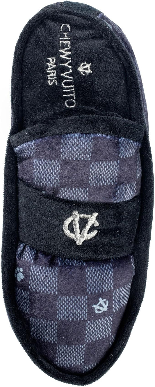 Haute Diggity Dog Black Checker Chewy Vuiton Loafer, Plush Designer Dog Toys with Interactive Squeaker, Stimulating Pet Enrichment, Machine-Washable & Safe Materials for All Breeds, One Size