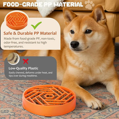WHIPPY Slow Feeder Dog Bowl, Puzzle Maze Design to Slow Down Eating, 3-Cup Capacity, Anti-Gulping Food Bowl for Medium & Large Dogs,Orange