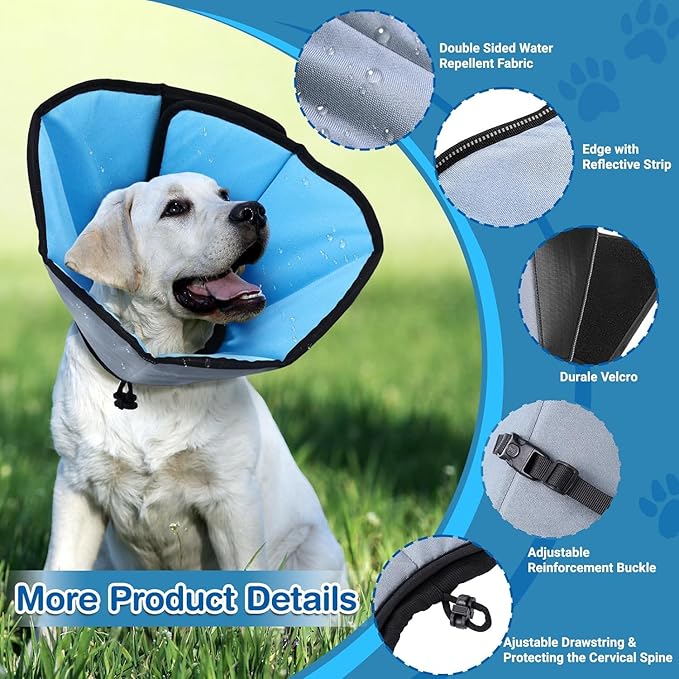 Dog Cone Collar for Dogs After Surgery Extra Long, Adjustable Comfy Dog Elizabethan Pet Collar Cone for Large Dogs Anti-Lick Protective Wound