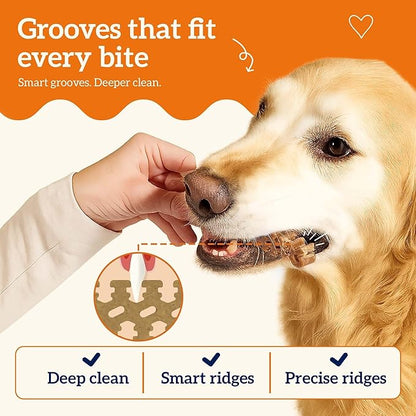 Groovies Flexible, Yet Moderately Tough Daily Dog Dental Chews. Powered by USA-Patented DentalFit Technology. No Added Gluten, No Artificial Flavors or Colors. Original 6oz (Small 22Chews)