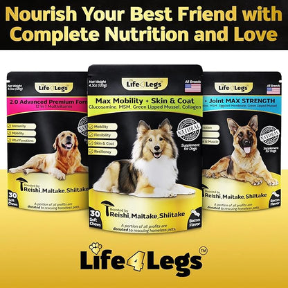 Soft Chews Hip and Joint Supplement for Dogs - Dog Joint Pain Relief Treats - Glucosamine, Chondroitin, Turmeric - Mobility Supplement (Bacon - 30 Soft Chews)