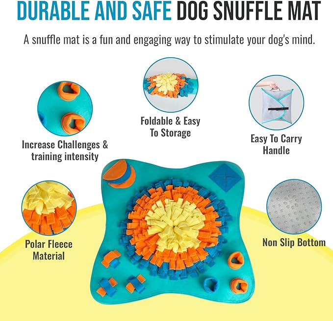 30" Snuffle Mat For Dogs, Dog Sniff Mat for Mental Stimulation and Enrichment, Slow Feeder Interactive Dog Toys to Encourage Natural Foraging, Adjustable Snuffle Mat for Dogs Large Breed