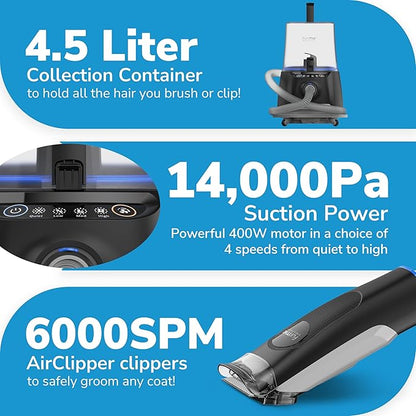 FURME Original Pet Grooming Vacuum Kit - Cat & Dog Grooming Kit for Easy Pet Care at Home, Quiet & Safe Dog Hair Remover Machine with Brush, Clipper, Shedding & Cleaner Tools & 1L Canister