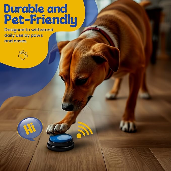 Dog Buttons for Communication with Mat & Clicker – 30s Recordable Dog Buttons Talk, Talking Buttons for Dogs, Gift for Dog Owners with Training Guide, Custom Stickers, and Clear Sound (8-Pack)