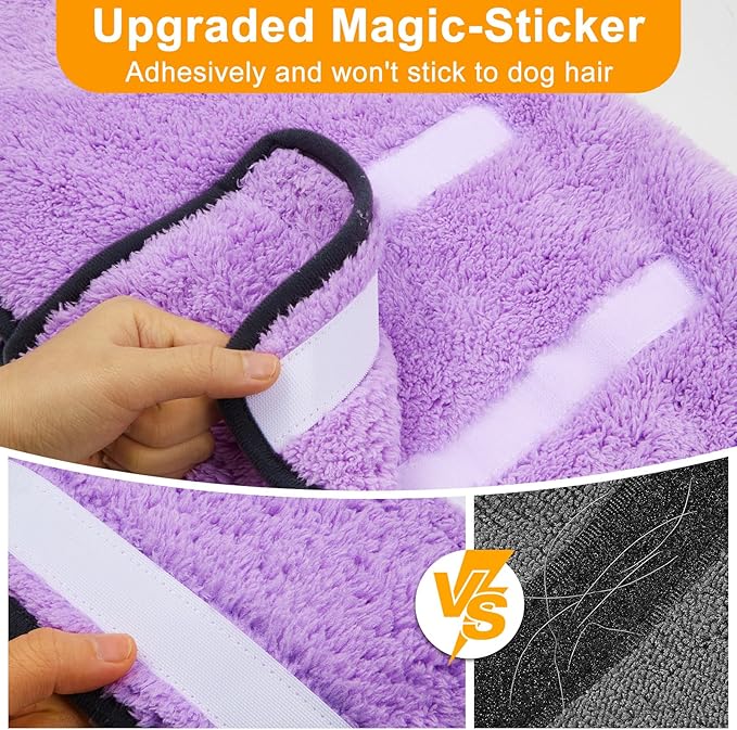 Bienbee Dog Bathrobe, Quick Drying Super Absorbent Dog Robes for After Bath, Warm Keeping Dogs Towel, Dogs Bath Supplies, Light Purple L