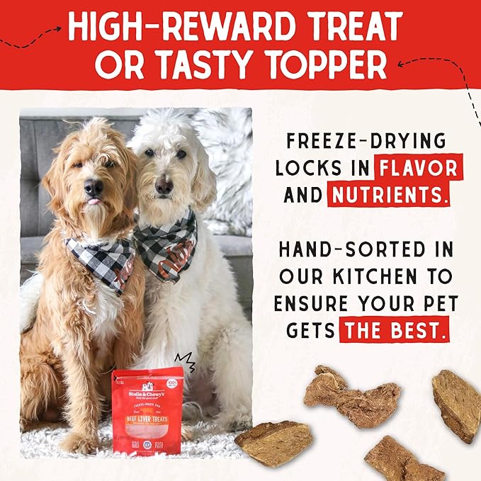 Stella & Chewy's Freeze-Dried Raw Beef Liver Dog Treats - Single Ingredient, No Additives - Premium Training Treats - Perfect For Picky Eaters - 3oz Bag