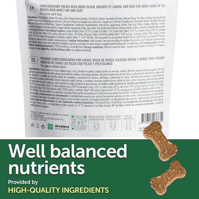 Nature's Protection Low Calorie Dog Treats - Training Treats for Small, Medium & Large Breed Adult Dogs with Light Fur (Superior Care - Insects & Rice, 5.29 oz)