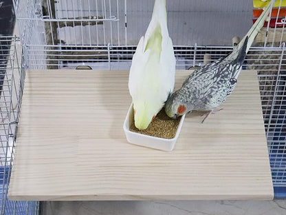 15.7×10.4 Inches Large Bird Perch Stand Platform, Natural Wooden Small Animals Cage Accessories, Rectangle Stand Perch Shelf for Parrot Parakeet Cockatiel Rat Hamster Guinea Pig Conure Chinchillas