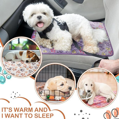 Reginary 4 Pcs Waterproof Guinea Pig Blankets Washable Small Animal Fleece Bedding Guinea Pig Cage Liners Reusable Training Pads Pet Pee Pad Sleep Mat for Hamster(Paw Print,28 x 14 Inch)