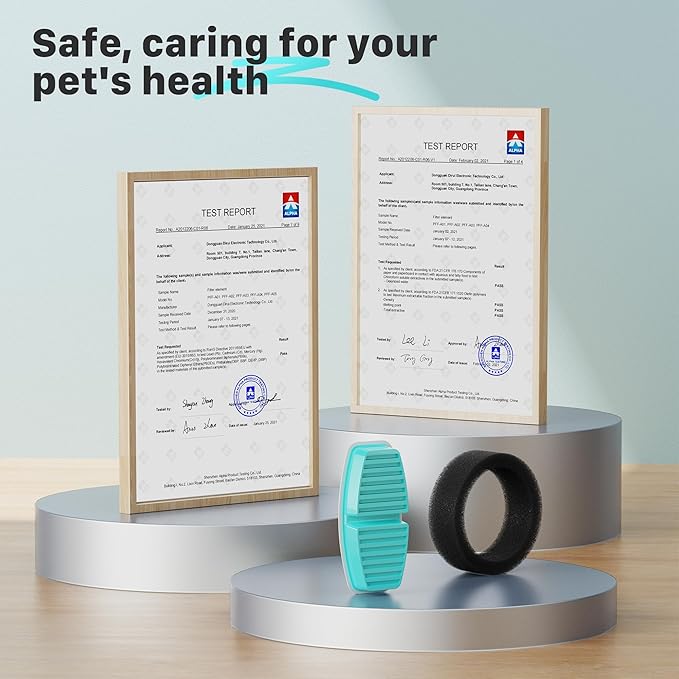 Cat Water Fountain Filters: 12 Cat Fountain Replacement Filter for FOFNON Pet Water Fountain - 3 Months Set of Pet Fountains Filter - Including 6 Pieces Filters + 6 Pieces Sponges