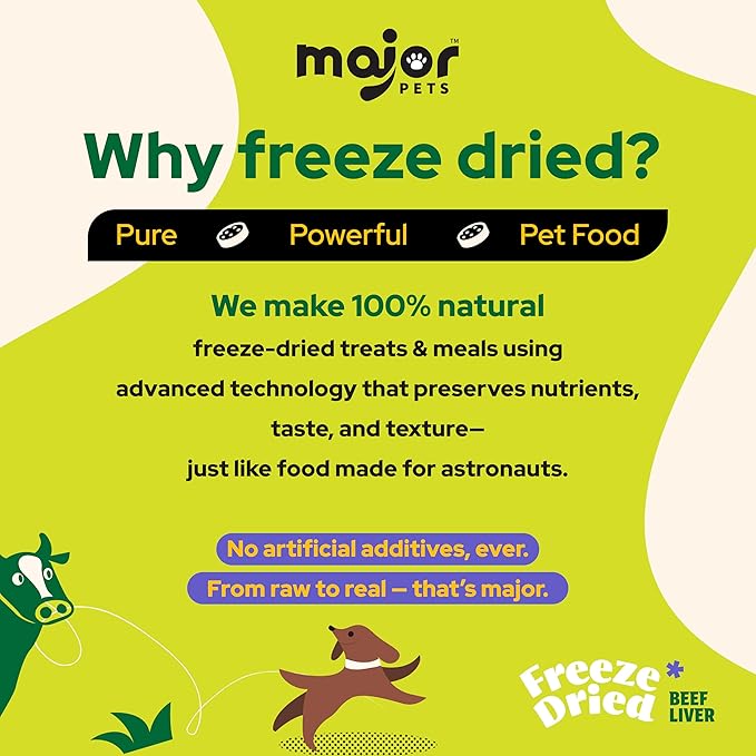 MAJOR PETS Freeze Dried Raw Beef Liver Dog Treats,Single Ingredient,All Natural,No Additives-Healthy Training Treats or Meal Topper for All Dogs-7 Ounce (Pack of 1)