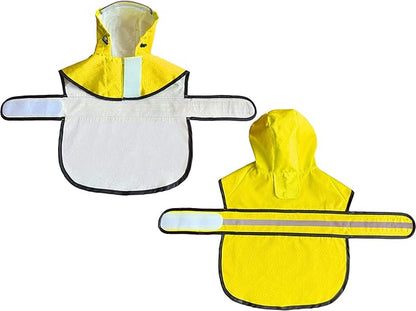 Dog Raincoat Waterproof Reflective Slicker - Lightweight Breathable Hooded Poncho Rain Coat Jacket with Adjustable Belly Strap and Leash Hole for Small Medium Large Dogs (Large, Yellow)