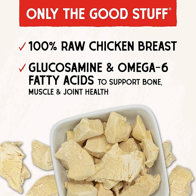 Stella & Chewy's Freeze-Dried Raw Chicken Breast Dog Treats - Single Ingredient, No Additives - Premium Training Treats - Perfect For Picky Eaters - 2.75oz Bag