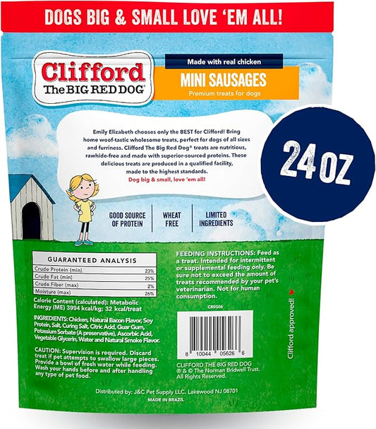 Clifford The Big Red Dog Soft Training Treats for Puppies and Dogs – Healthy, High Protein, Grain Free, Soft Puppy Treats for Small Dogs and Large – Real Chicken Sausage – 24oz