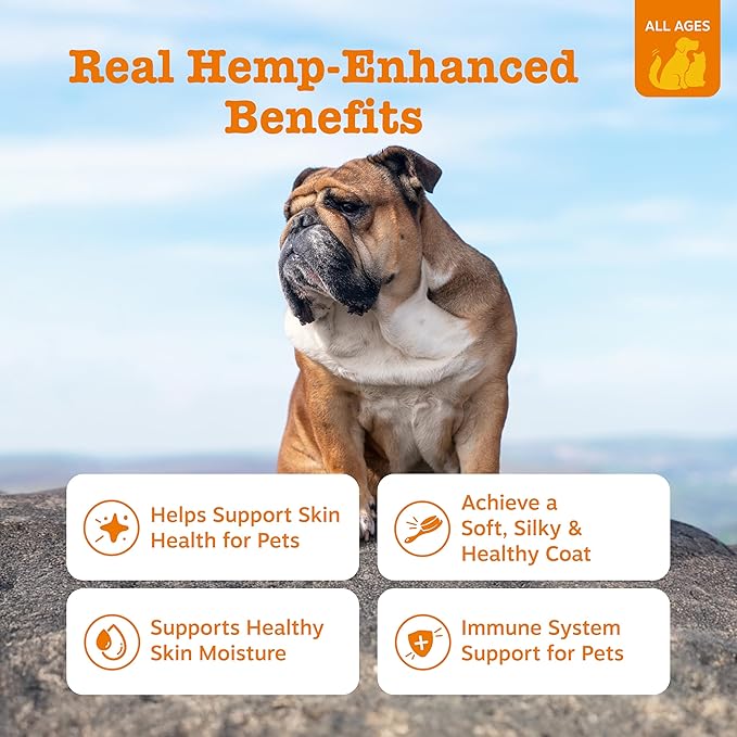 Zesty Paws Salmon Omega Oil Hemp for Dogs and Cats with Wild Alaskan Salmon Oil Omega 3 and 6 Fatty Acids with EPA DHA for Pets Supports Normal Skin Moisture and Immune System Function 32oz