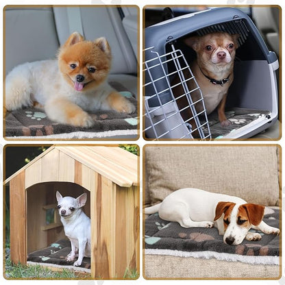 4 Pack Ultra Soft Dog Cat Bed Mat with Cute Prints Reversible Fleece Dog Crate Kennel Pad Cozy Washable Thickened Hamster Guinea Pig Pet Bed Mat for Small Animals(21 x 14 Inches,Black)