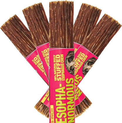 etta says! Esophonormous Esophagus Stuffed Bully Sticks for Dogs - Made in The USA with All Natural, Limited Ingredients - High Protein Dog Chew - 5", 5 Packs