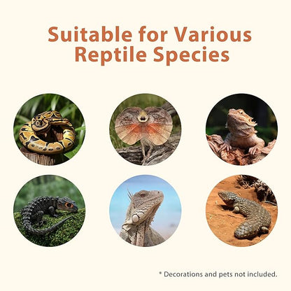 65 Gallon PVC Reptile Enclosure, RepWild 48"x18"x18" Terrarium/Tank with Heavy-Duty Screen Top, Glass Sliding Doors & Lock for Bearded Dragons, Ball Python, Geckos, Lizards