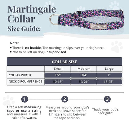 Lucky Love Dog Martingale Dog Collar - Adjustable, No-Slip, Durable, & Soft Webbing Collar for Male and Female Dogs Ideal for Training & Walking - Primrose, Medium