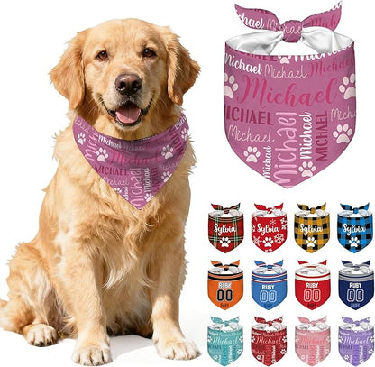 Personalized Dog Bandana Custom Dog Pet Name Scarf Customized Adjustable Triangle Scarf Birthday Style9