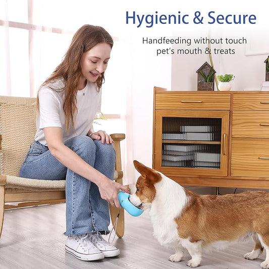 Colorday Handheld Dog Treat Dispenser Built-in Clicker & Treat Pouch, Hand Feeder for Puppy Training Walking Hiking Traveling (6.7 OZ, Green)