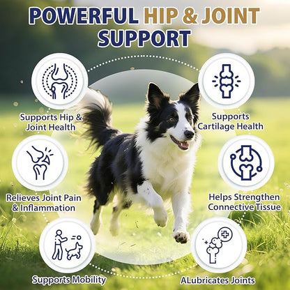 Hip and Joint Supplement for Dogs 200 Hemp Dog Calming Chews with Glucosamine, Chondroitin, Msm, Omega3, Melatonin for Senior Dogs Anxiety Pain Relief Anti Inflammatory Small/Medium/Large Dog -Chicken