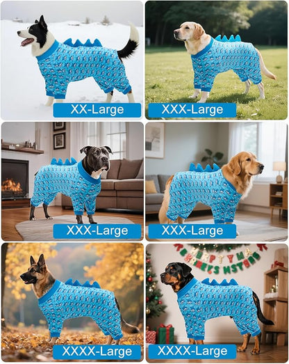 CuteBone Shark Costume Dog Pajamas, Stretchy Spandex Crystal Velvet Sleepwear Coat for Small Dogs, Soft & Warm Pet Outfit Clothes for Cold Weather, Cozy Pullover Design COSP07-4XL