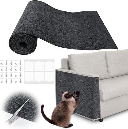Cat Scratch Furniture Protector - 40" x 13.8" Trimmable Self-Adhesive Cats Claws Scratch Pads, DIY Cat Climbing Couch Protector for Scratch Post Cat Tree Replacement Indoor (Dark Gray)