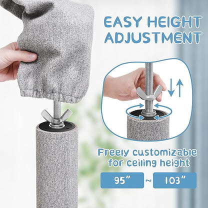 Yaheetech Floor to Ceiling Cat Tree, Cat Climbing Tower with 95-103In Adjustable Height and 6 Scratching Posts, Sturdy Platforms, Multi-Level Window Perches