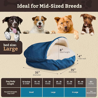 Snoozer Luxury Microsuede Cozy Cave Pet Bed, Large - Sapphire