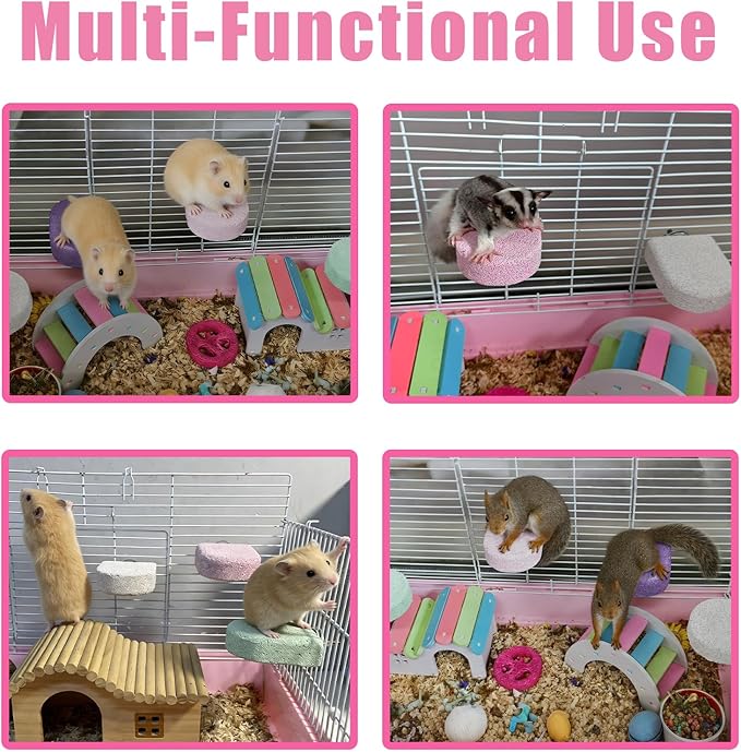 kathson 4PCS Hamster Climbing Ledge Platform, Hamster Lava Ledge, Pet Chewing GrindingToys Chinchillas Lava Block Toys Small Animals Cage Accessories for Guinea Pig, Squirrel, Gerbil, Bird