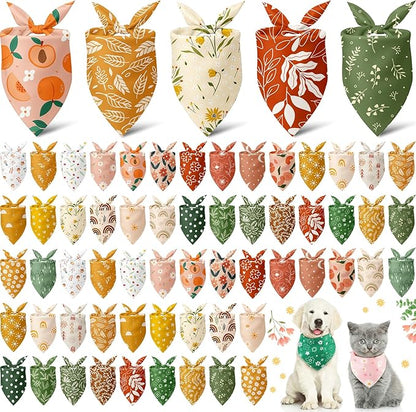 Sanwuta 60 Pcs Spring Dog Bandanas Flower Dog Bandanas Bulk Adjustable Pet Bibs Triangle Scarf Floral Costume for Small to Large Pet (Flower Pattern, Medium)