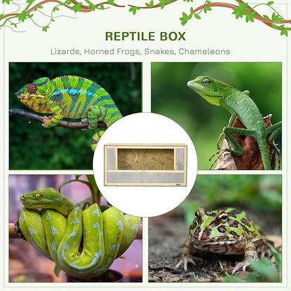PawHut Reptile Terrarium, Reptile Tank 31.5" x 15.7" x 15.7" with Sliding Door for Chameleon, Lizard, Snake, Frog, Turtle, 33.8 Gallon